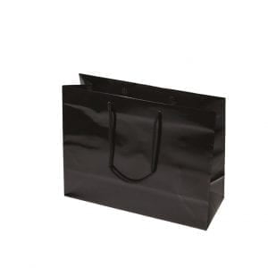 Small Boutique Black High Gloss Laminated Carry Bag