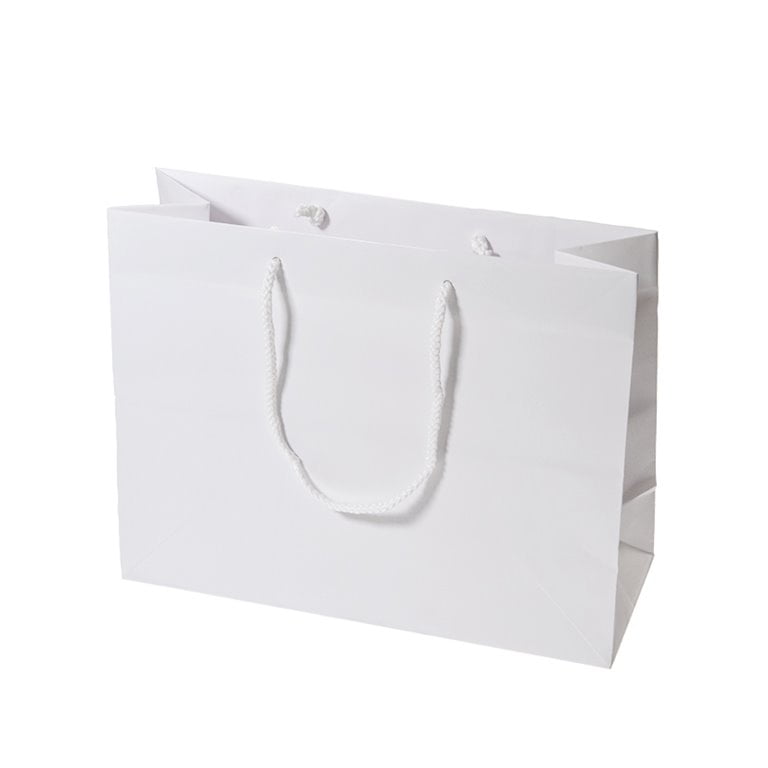 Midi Boutique White High Gloss Laminated Shopping Bag