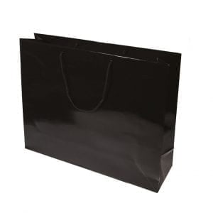 Large Boutique Black High Gloss Laminated Carry Bag