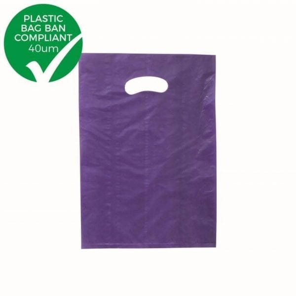 HB1021PU Small Purple Satin Plastic Carry Bag