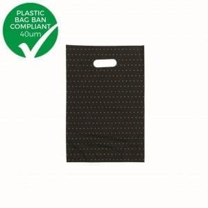 Small Black/Gold Spot Satin Plastic Carry Bag