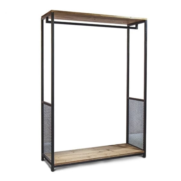 Industrial Display Rack with Timber Top and Base
