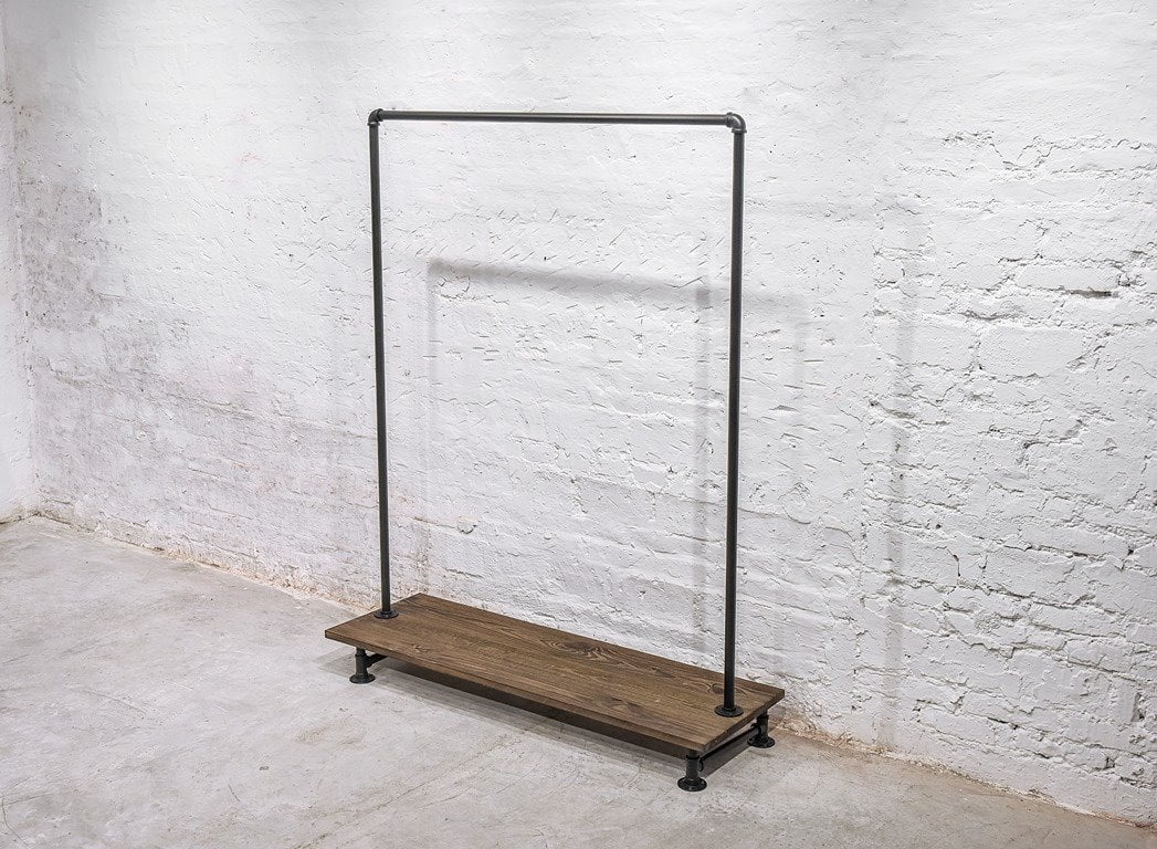 Black Pipe Rack with Timber Shelf - Apex Display