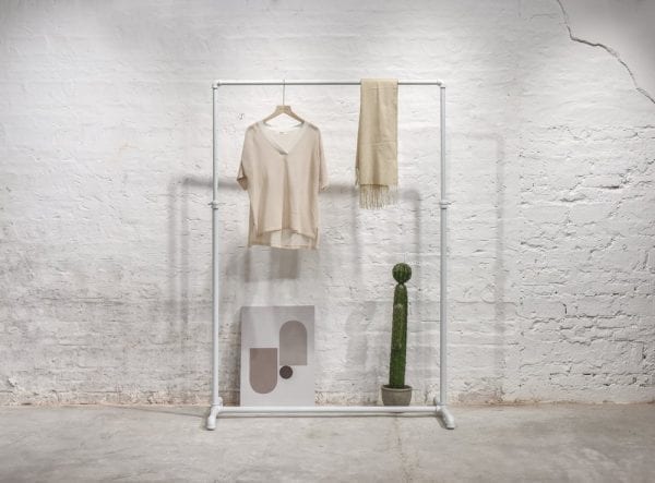 Adjustable Pipe Clothing Rack White