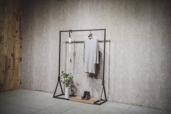 Industrial Single Rail Clothes Rack with Garment
