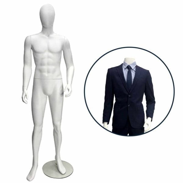 Fashion Male Abstract Mannequin Plastic White With Egghead arms down