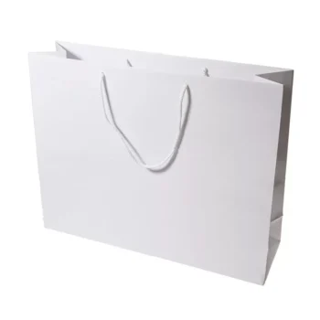 Large Boutique White High Gloss Laminated Carry Bag