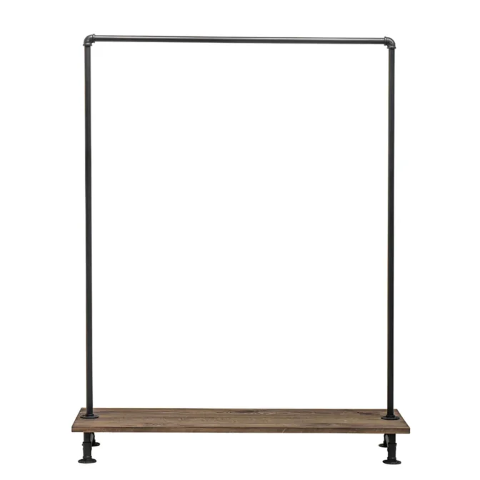 Black clothing rack with timber base