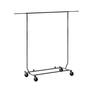 Retail Clothing Rack – Traveller – Single Rail – Collapsible – Portable with Wheels – Chrome