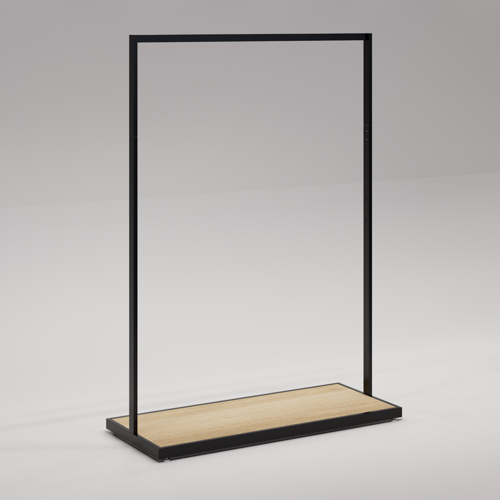 Black Linear Rack with Native Oak Inset Base