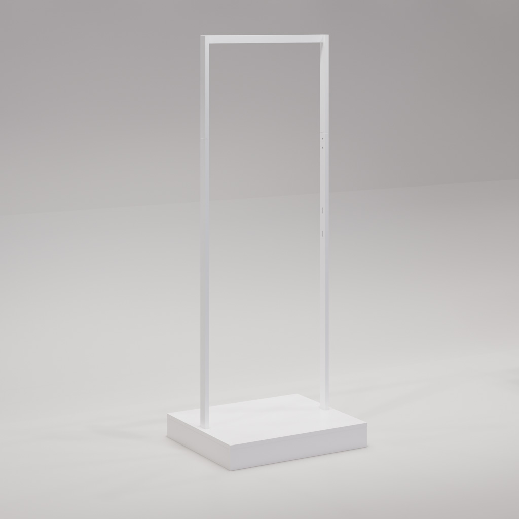 White Linear Rack with White Plinth Base