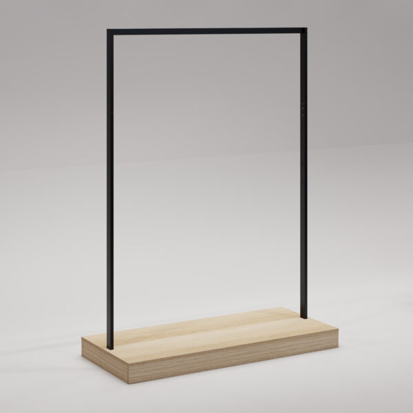 Black Linear Rack with Native Oak Plinth Base
