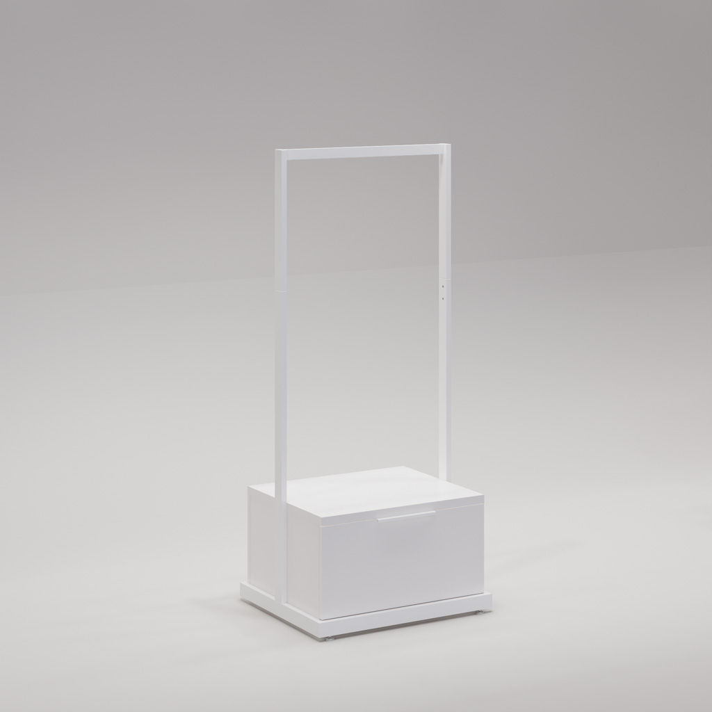 Retail Clothing Rack - UniSlot™ Linear Rack with Drawer Base - 1390mm H - Image 2