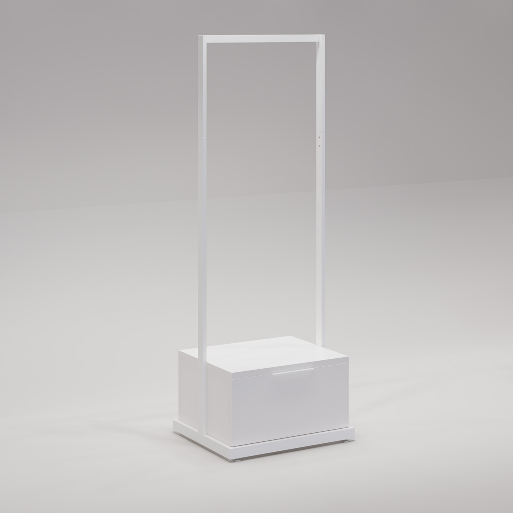 Linear Clothing Rack with Drawer, 1690mm High - Image 2