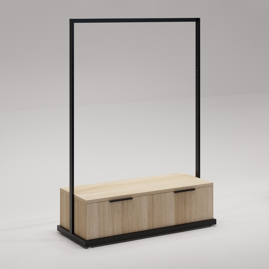 Linear Clothing Rack with Drawer, 1690mm High