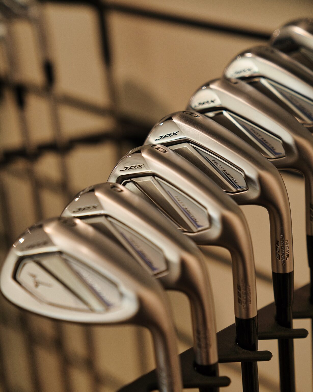 Golf clubs on rack