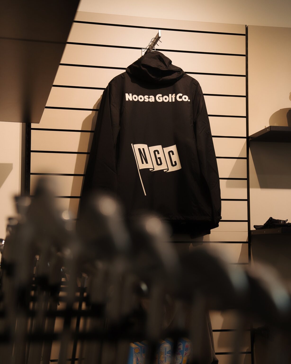 Golf merchandise on slatwall