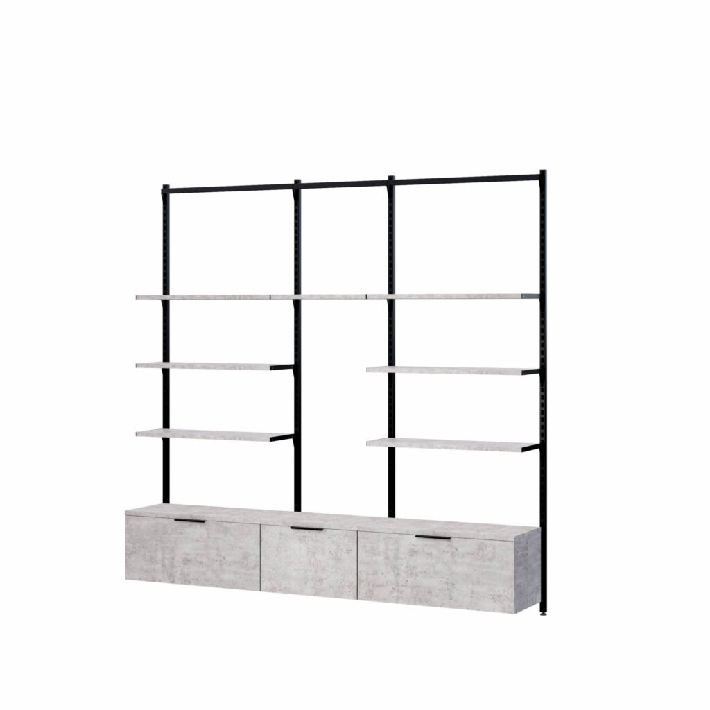 UniSlot™ Wallmount Kit A in Black and Concrete