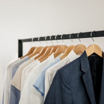 Linear Rack with Wooden Hangers